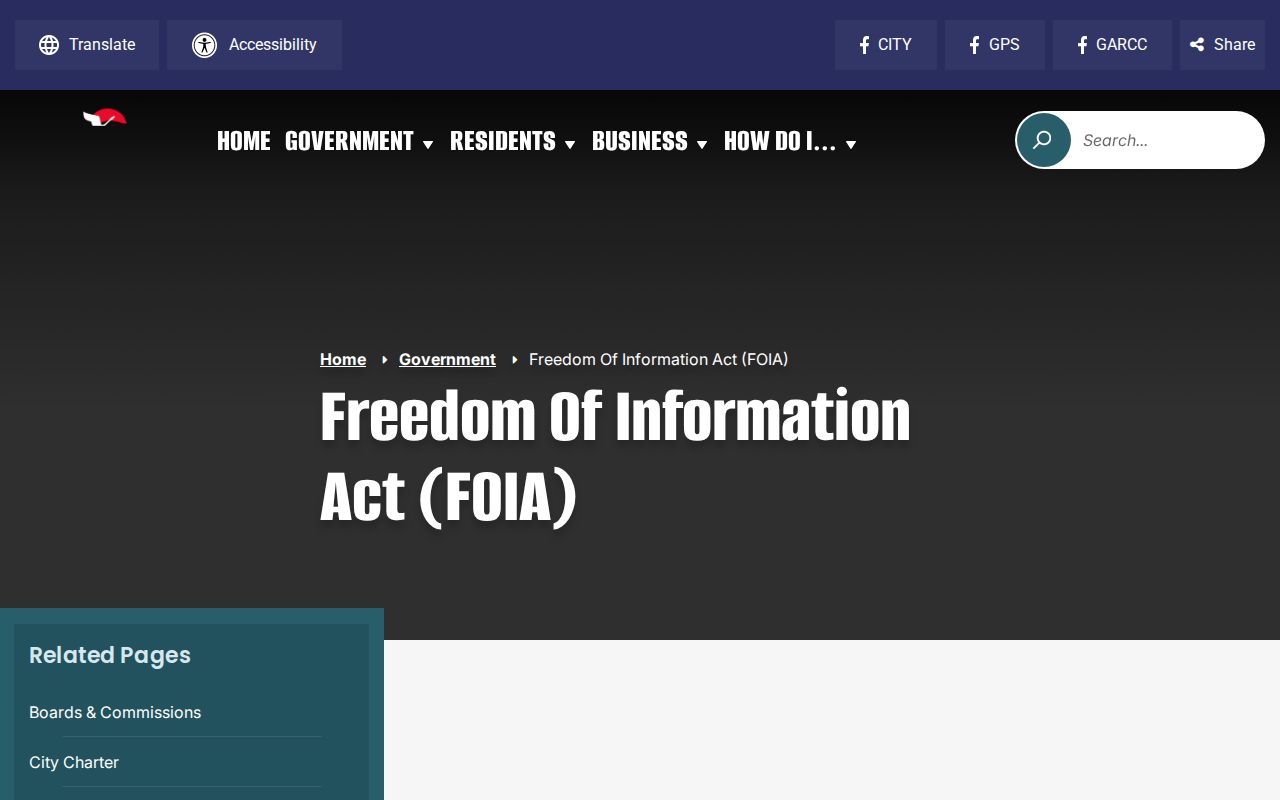 Greenville criminal record request instructions on the city FOIA page