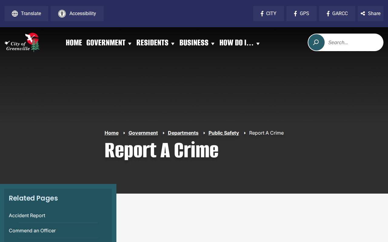 Greenville criminal report instructions for events within city limits