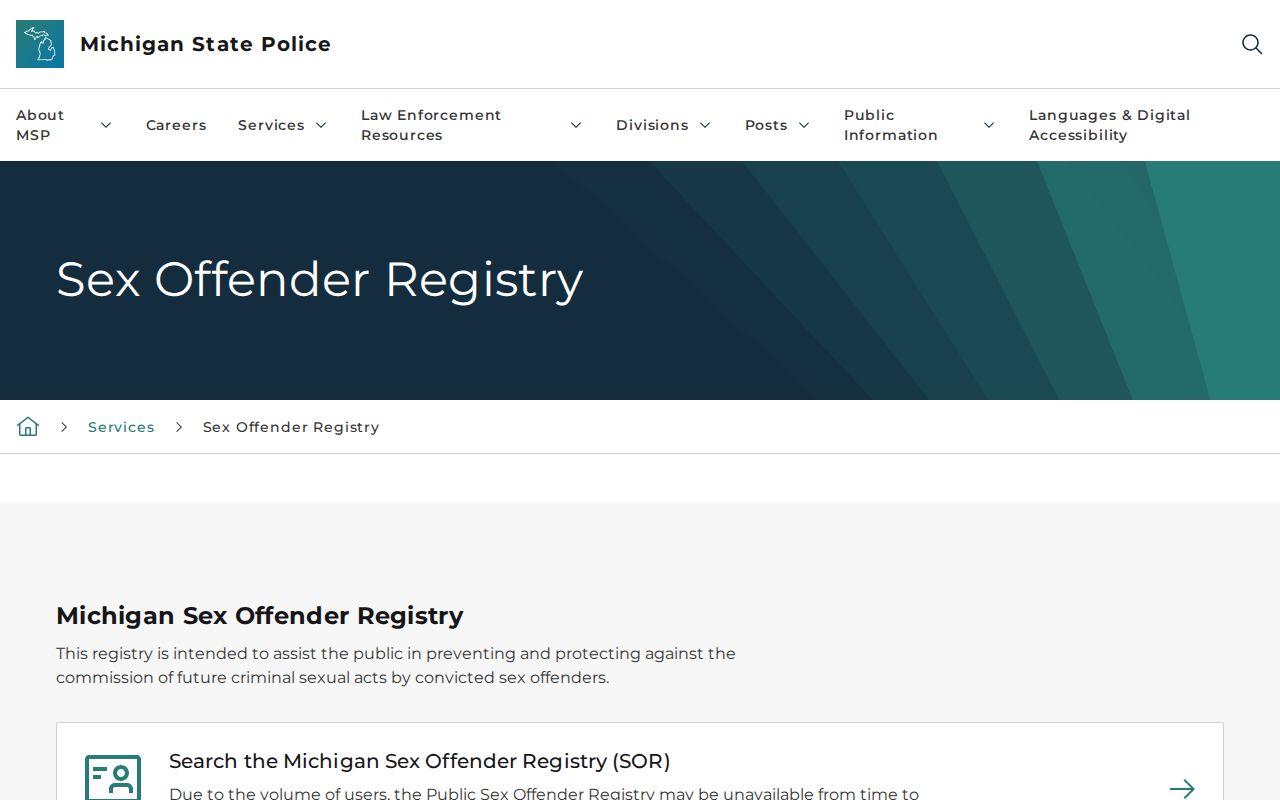 Montcalm County sex offender registry guidance from Michigan State Police