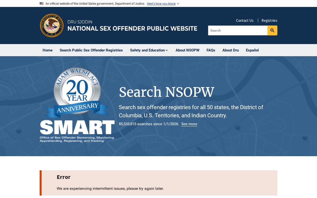 National registry search used with Montcalm County sex offender records
