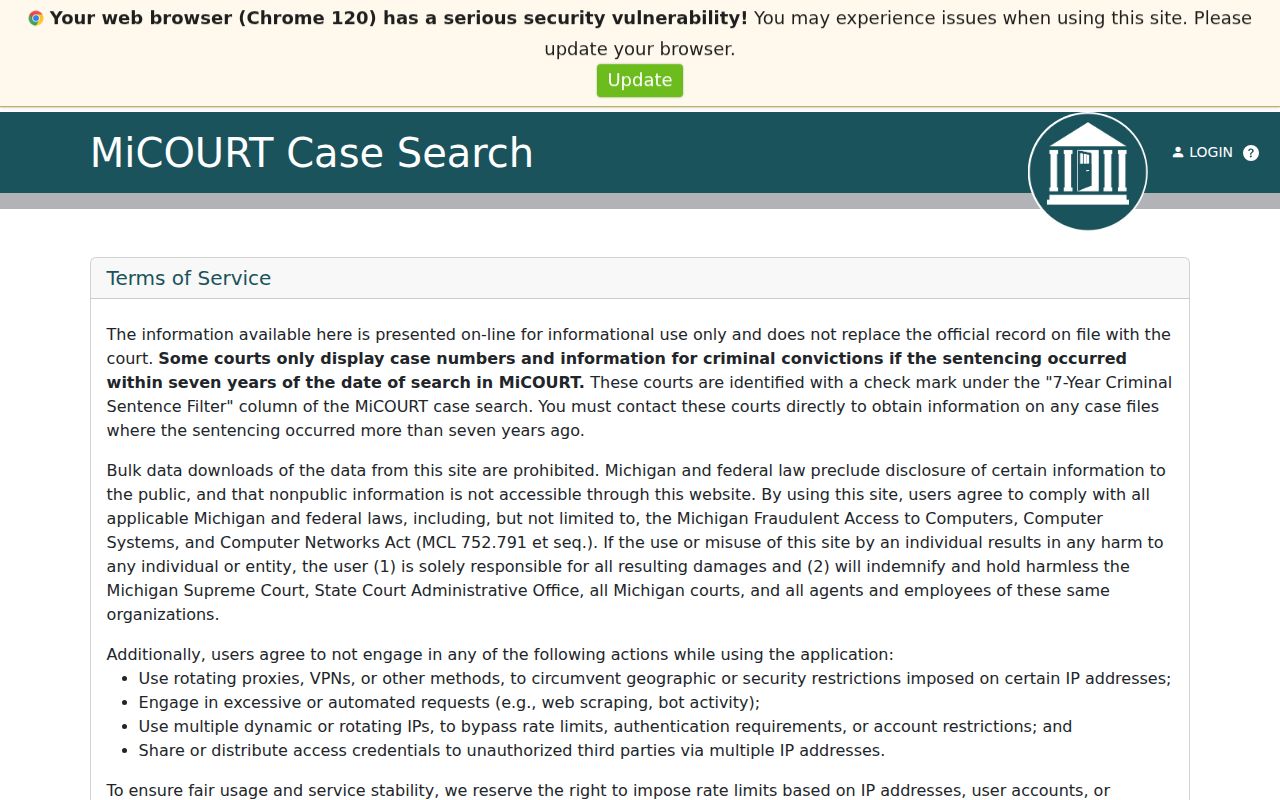 Stanton criminal court record search through 64B District Court MiCOURT