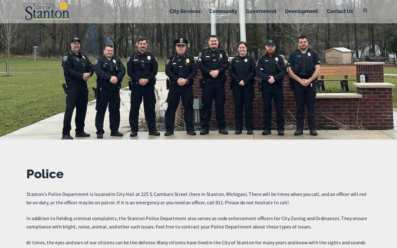 Stanton police record check department page in Montcalm County